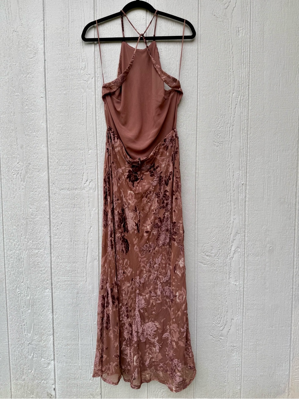 Zara Halter Open Back Velvet Brown Maxi Dress NWT Size Large - Picture 7 of 7